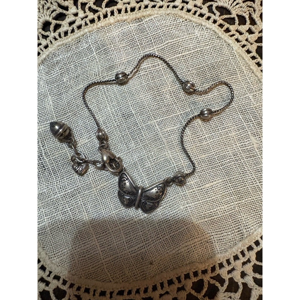 Brighton Miraposa Butterfly Retired Silver Anklet 9" w/ 1.5" extension